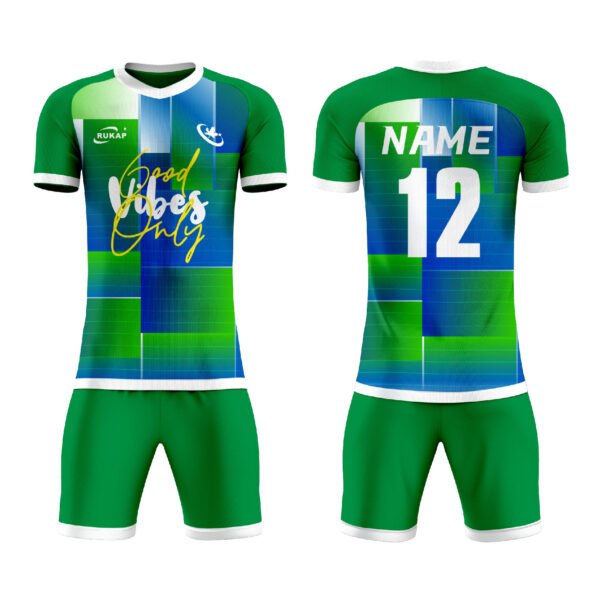Soccer jerseys-Green and blue checkered design