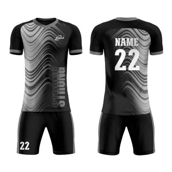 Soccer jerseys-Grey white black curve style